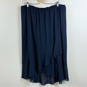 Elegant Navy Blue Women's Skirt Plus Size 20 W Midi Vintage